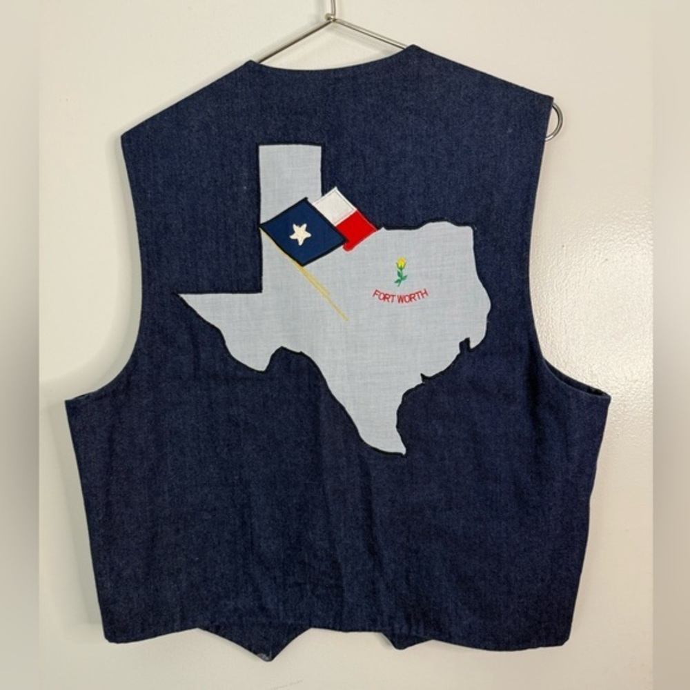Vintage Fort Worth, Texas handmade denim vest. L/XL